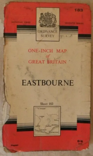 Vintage 1960 Eastbourne OS Ordnance Survey One-inch Seventh Series Map 183