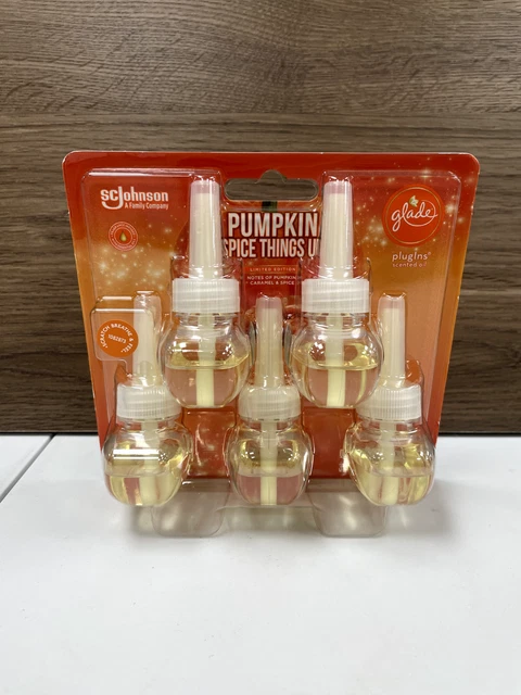GLADE PlugIns Scented Oil Refill 5ct, PUMPKIN SPICE THINGS UP,  Air Freshener