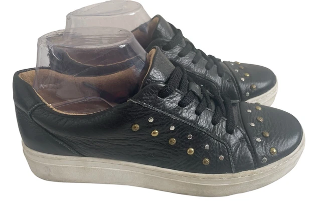 WOMENS NATURALIZER CAIRO 3 Lace Up Sneakers Studded Leather Black Sz 10 39.99 PicClick