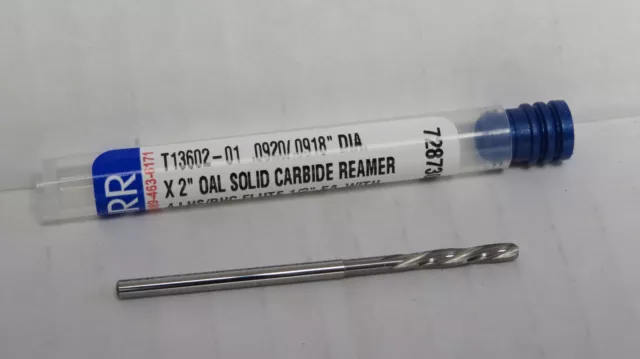 Garr Solid Carbide Reamer .0920/.0918" Diameter  2" Oal, 1/2" Flute Length, Usa