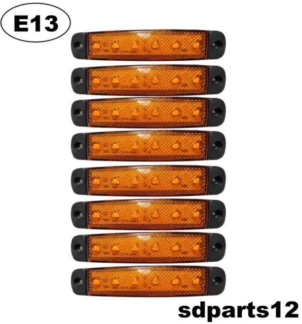 8 X 12v Led Orange Feux De Gabarit Camion Caravane Chassis Remorques Camper