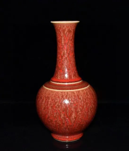 9.9" old antique qing dynasty kangxi mark porcelain ceramic glaze rewarded vase