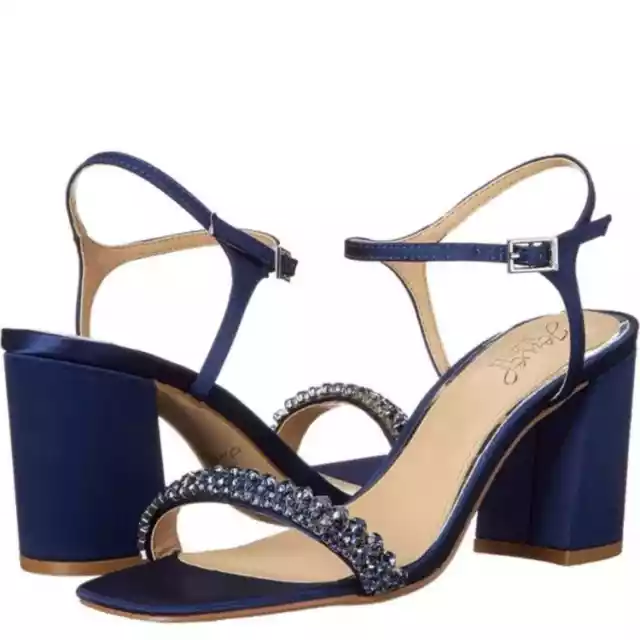 Jewel Badgley Mischka Women's Lori Heeled Sandal Navy Size 7.5 NWOT