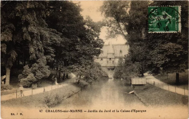 CPA CHALONS-sur-MARNE - Jardin du Jard et la Caisse d'Epargne (742050)