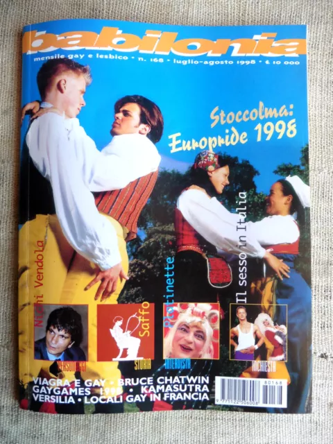 BABILONIA mensile gay e lesbico n.168 7/8 1998 Stoccolma europride 1998