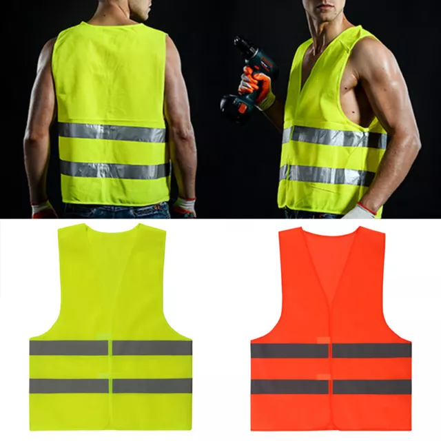 Hi Vis Vest Yellow Orange High Viz Visibility Waistcoat Reflective Safety Work~ 3