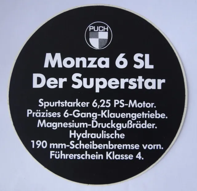 Promotional Stickers Puch Monza 6 Sl Der Superstar Moped Vintage 70er 5 11/16in