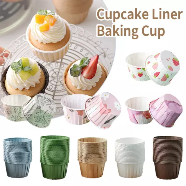 50PCS Muffins Paper Cupcake Wrappers Baking Cups Cases Muffin Boxes Cake Cup