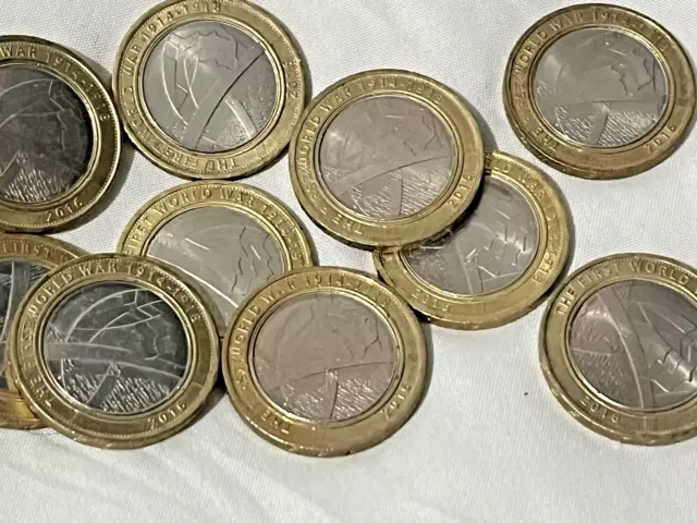 10x 2016 Erster Weltkrieg £2 Armeemünzen - 1914/1918.