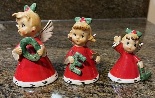Vintage Napco Christmas NOEL Angel Bells "N" Is Missing 1956