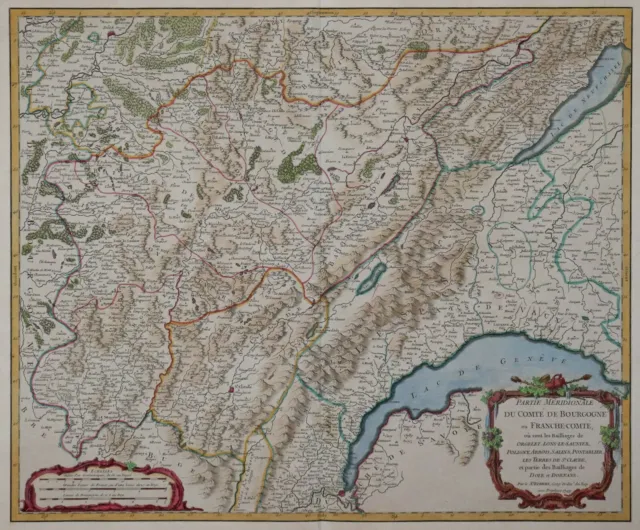 Partie Meridionale du Comte de Bourgogne ou Franche - Burgund - Vaugondy 1752