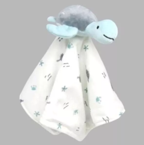 NWT Carters Just One You Aqua Grey White Sea Turtle Baby Plush Security Blanket