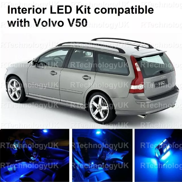 BLUE PREMIUM LED INTERIOR UPGRADE KIT BULB SET XENON compatible with VOLVO V50