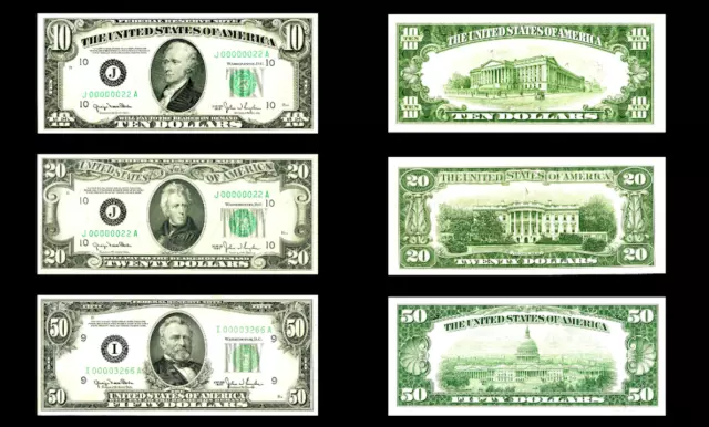 *Reproduction* $1 $5 1934 - 1963 Full set Federal USA dollars American banknotes 3