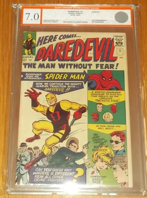 Daredevil #1 Egc Not Cgc (7.0) Off/W To White 1964 1St App Euro Grader (Sa)