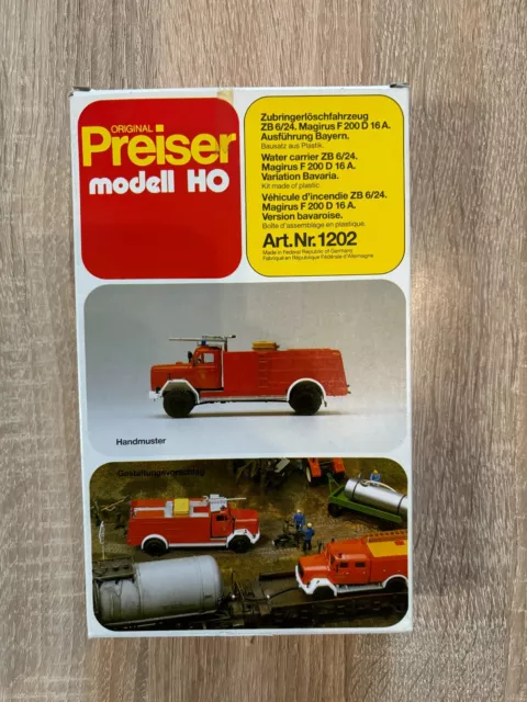 Preiser Feuerwehr Bausatz Art.Nr. 1202 Feuerwehr München TLF H0 1:87