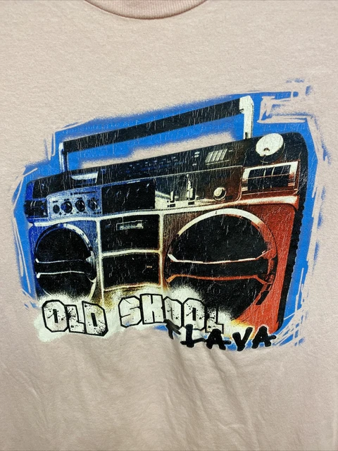 Hybrid Tees OLD SCHOOL FLAVA BoomBox Tshirt Large L Men’s Pink Single Stitch #A1
