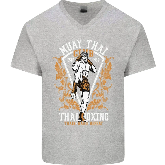 Maglietta da uomo Muay Thai Fighter Warrior MMA arti marziali collo a V cotone 6