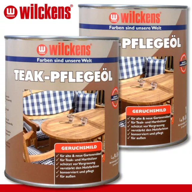 Wilckens 2 x 1 L Teck Huile D'Entretien Extérieur Entretien Vergrauung Grain de