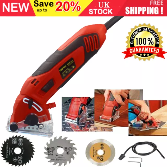 400W Electric Mini Circular Saw Handheld Tool Cutting Machine With 3 Blades