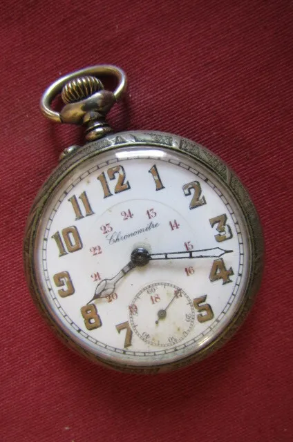 Antiguo reloj suizo de bolsillo mecánico cuerda manual año 1900 1920 y funciona