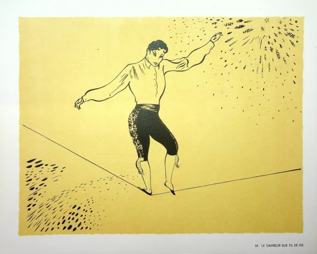 [CIRQUE] SERGE  Le danseur sur fil de fer, LITHOGRAPHIE Originale signée, 1944