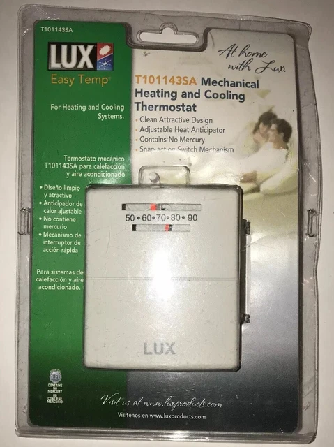 LUX PRODUCTS T10-1143 Mechanical Heating and Cooling Thermostat Packaging  Damag $21.77 - PicClick