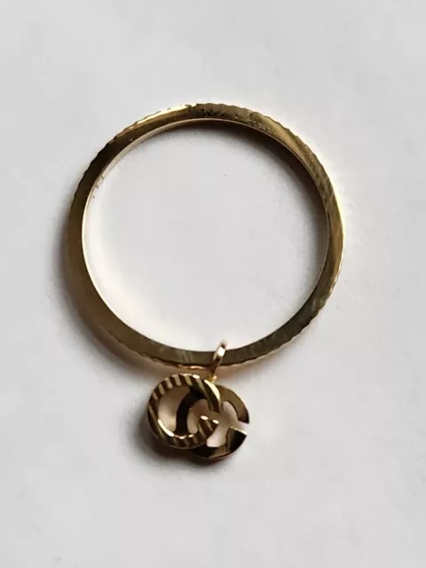 Gucci 18K Gold Running G Floating GG Charm Ring-Sz 6