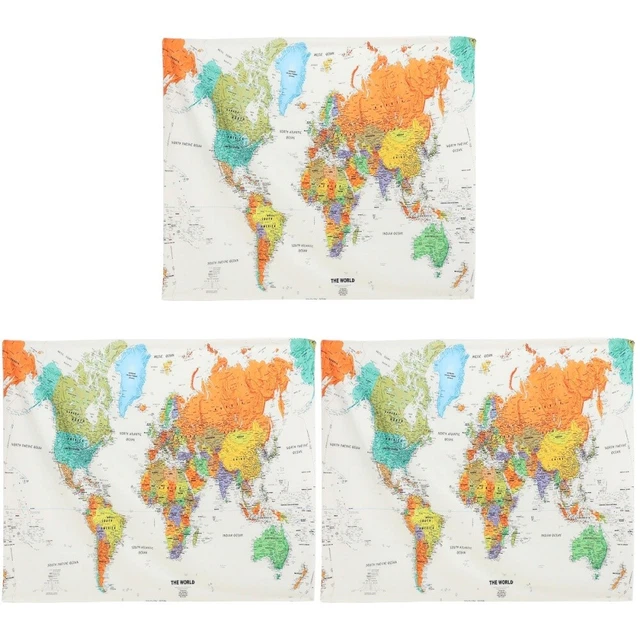 3x Colorfast geographical distribution tapestry World Map Wall Decor for Home De