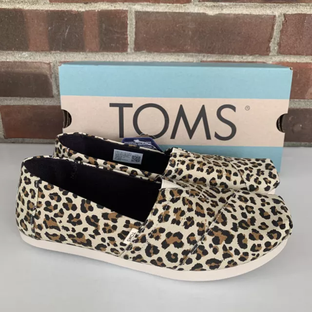 Tom's Alpargata Women's Classic Canvas Leopard Flat Espadrille slip on US 7.5 M