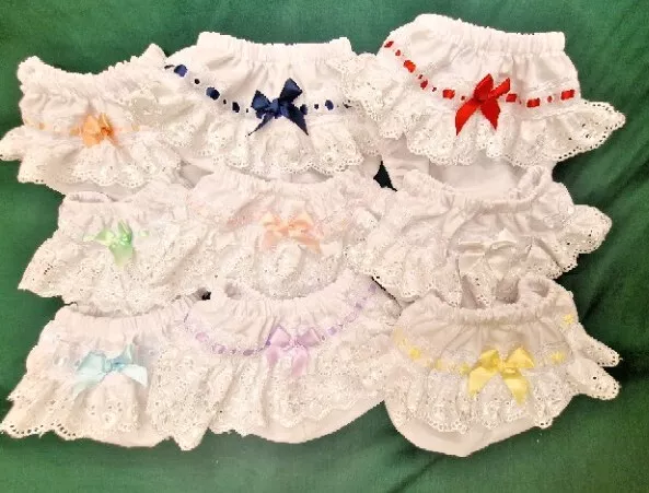 Dream 0-5 Baby Girls Romany Broderie Trim Frilly Knickers Various Colours