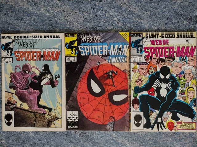Web of Spider-Man Annuals 1, 2 & 3 (1985-1987). Charles Vess cover art. Reduced!