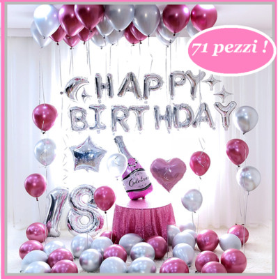 Aladdin FESTONE Palloncini Lilla scritta HAPPY BIRTHDAYR buon compleanno 340x35cm 