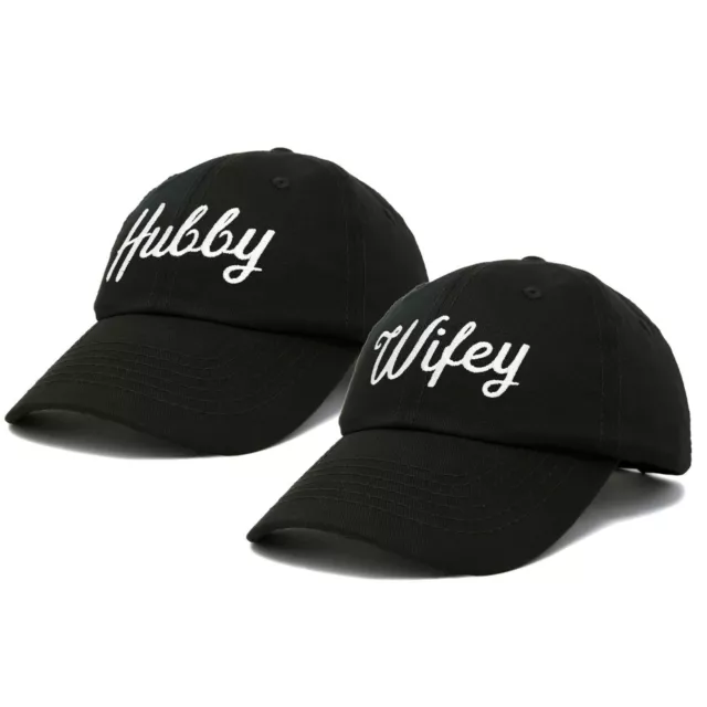 DALIX Wifey Hubby Couples Dad Hats Baseball Caps Married Gift Set of 2
