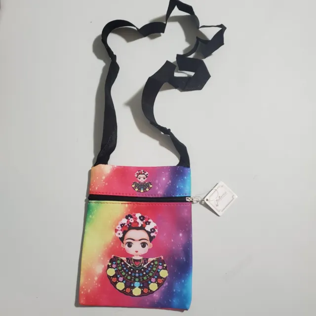 Frida Kahlo Cross Body Bag Vinyl Size Small Multicolor