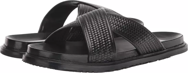 NEW- Size 10D Men's Steve Madden Dellta Slide Sandal Black Leather MSRP: $150