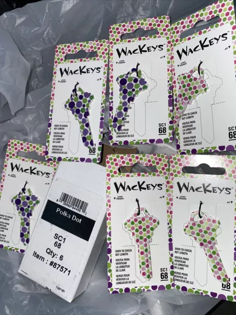 Hillman 87571 Wackeys SC1/68 Blank Uncut House Keys Polka Dot Design - 6 Pack