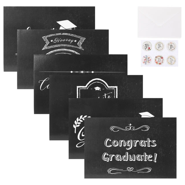 6 piezas Tarjetas de cierre 2023 Juego de tarjetas de felicitación Negro Juego de papel