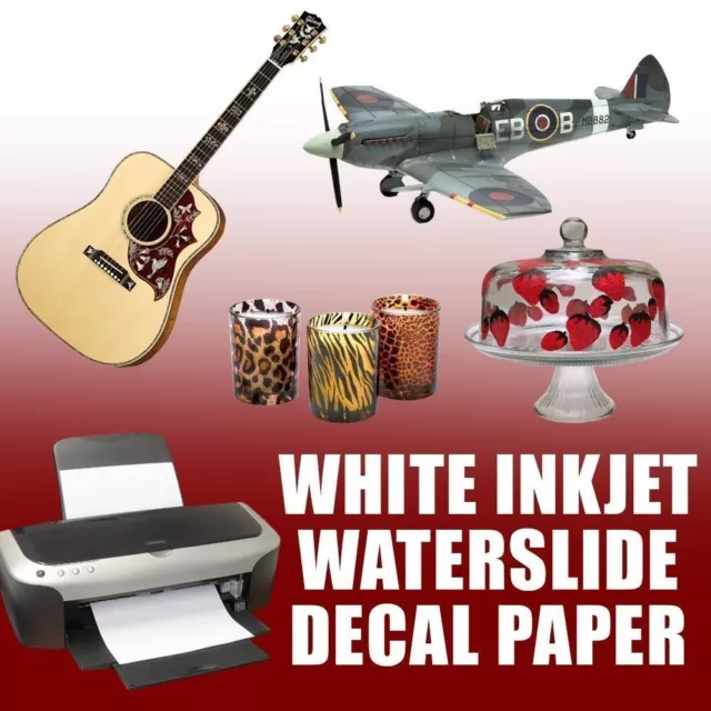 Waterslide Transfer Decal Paper 8.5"x11"- 50 Sheets INKJET WHITE