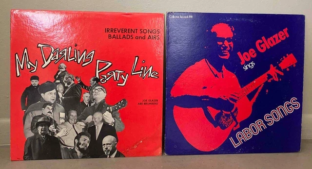 TWO JOE GLAZER LPs LABOR SONGS / MY DARLING PARTY LINE ONE LP INSCRIBED SIGNED