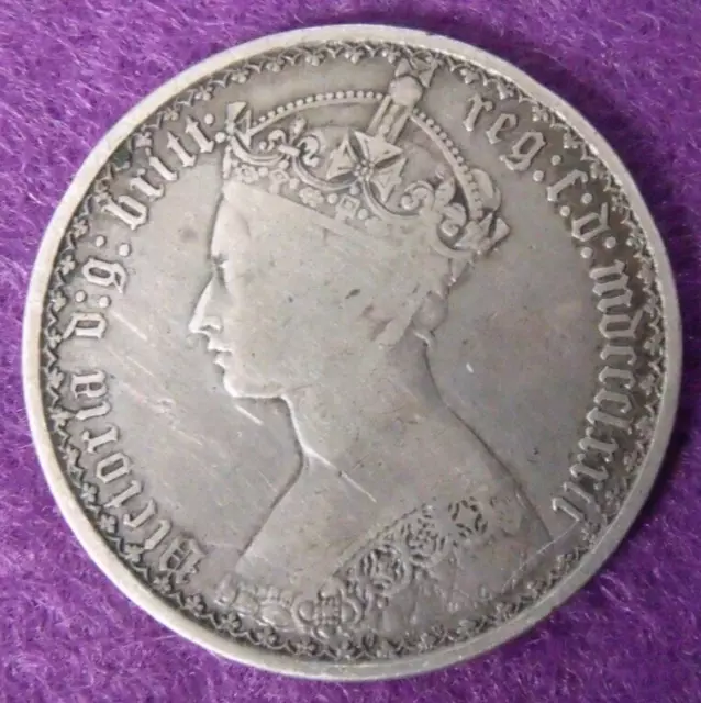 1872 DIE 17 VICTORIA SILVER FLORIN / TWO SHILLINGS  ( .925 Silver ) British. 240