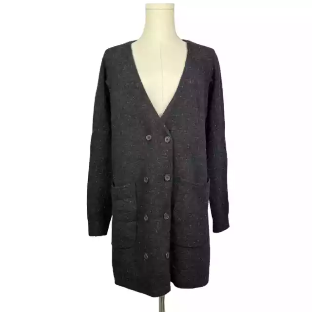 3.1 Phillip Lim Double Breasted Wool Cardigan Sweater Black Gray Button Cutout S