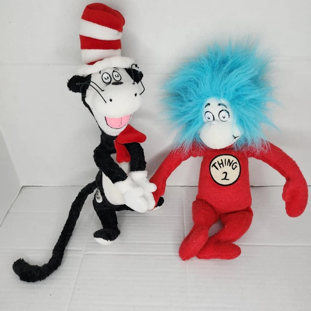 Dr. Seuss 2003 Universal Studios Cat in the Hat & Thing 2 Plush Stuffed Lot 12"