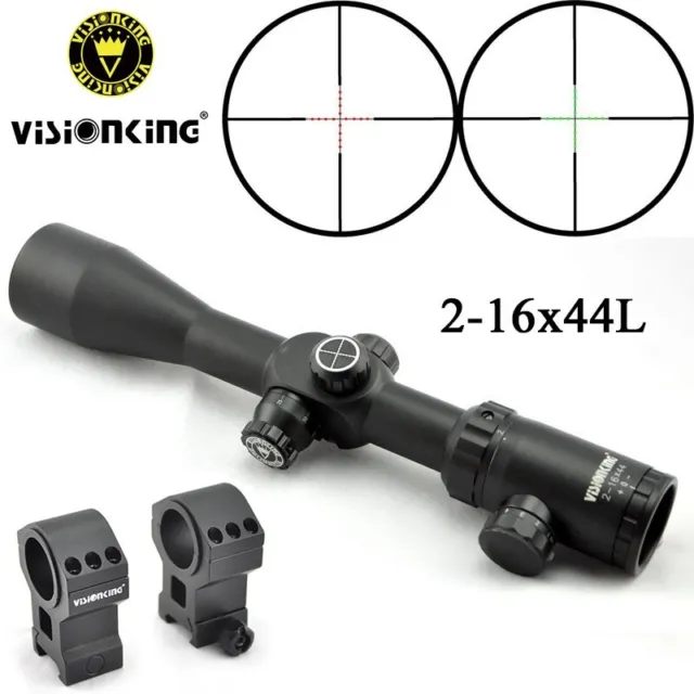 Visionking 2-16x44 Rifle Scope SF Mil-dot 30mm Hunting High Picatinny 21mm Mount