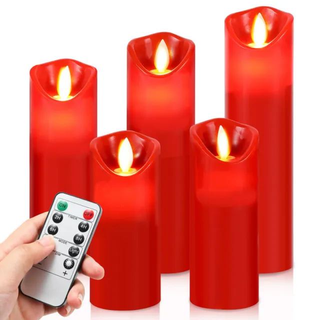 5 velas LED temporizador cilindro luz blanco cálido vela con mando a distancia