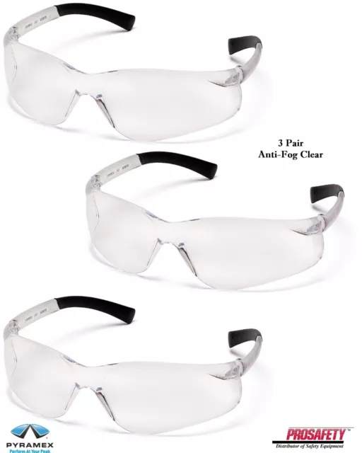 3 PR ZTEK S2510ST CLEAR Anti-Fog Shooting Protective Safety Glasses ANSI Z87+