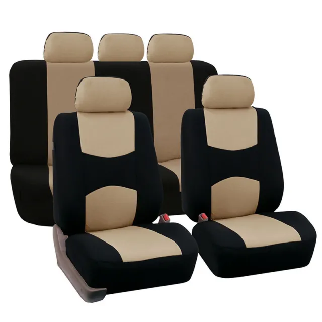 9 Part Universal Car Seat Covers Front Rear Head Rests Full Set Auto Seat CH-hf
