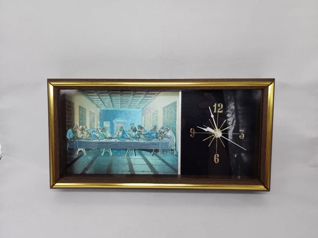70S VTG CLOCK Jesus The Last Supper Hologram Wall Clock Eclectic Retro ...