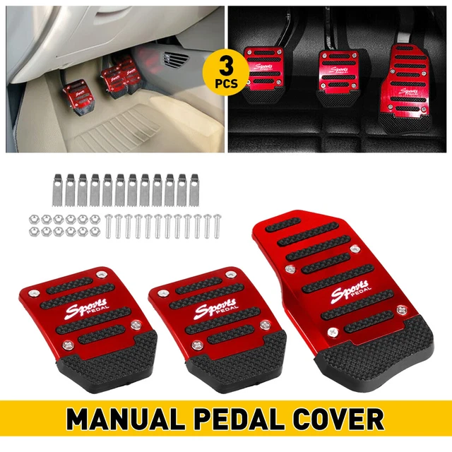 Universal Non-Slip Manual Gas Brake Foot Pedal Pad Cover Set Car Accessories Red