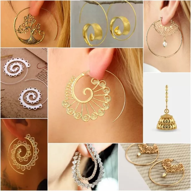 Fashion 18K Yellow Gold Filled Ear Hoop Dangle Earrings Weeding Jewelry Gift